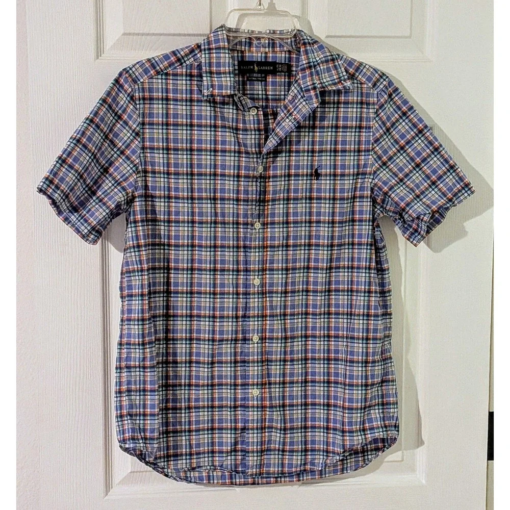Ralph Lauren Plaid Natural Stretch Short Sleeve Shirt XL(18-20)‎ Kids